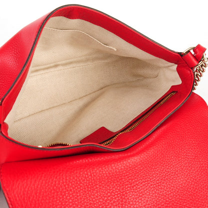 Gucci Pebbled Calfskin Medium Soho Flap Crossbody Tabasco Red 5 of 8