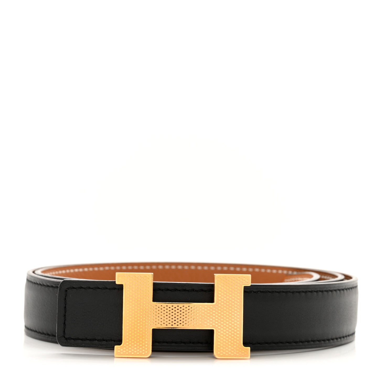 Swift Epsom 24mm Guilloche H Belt 80 Black Gold