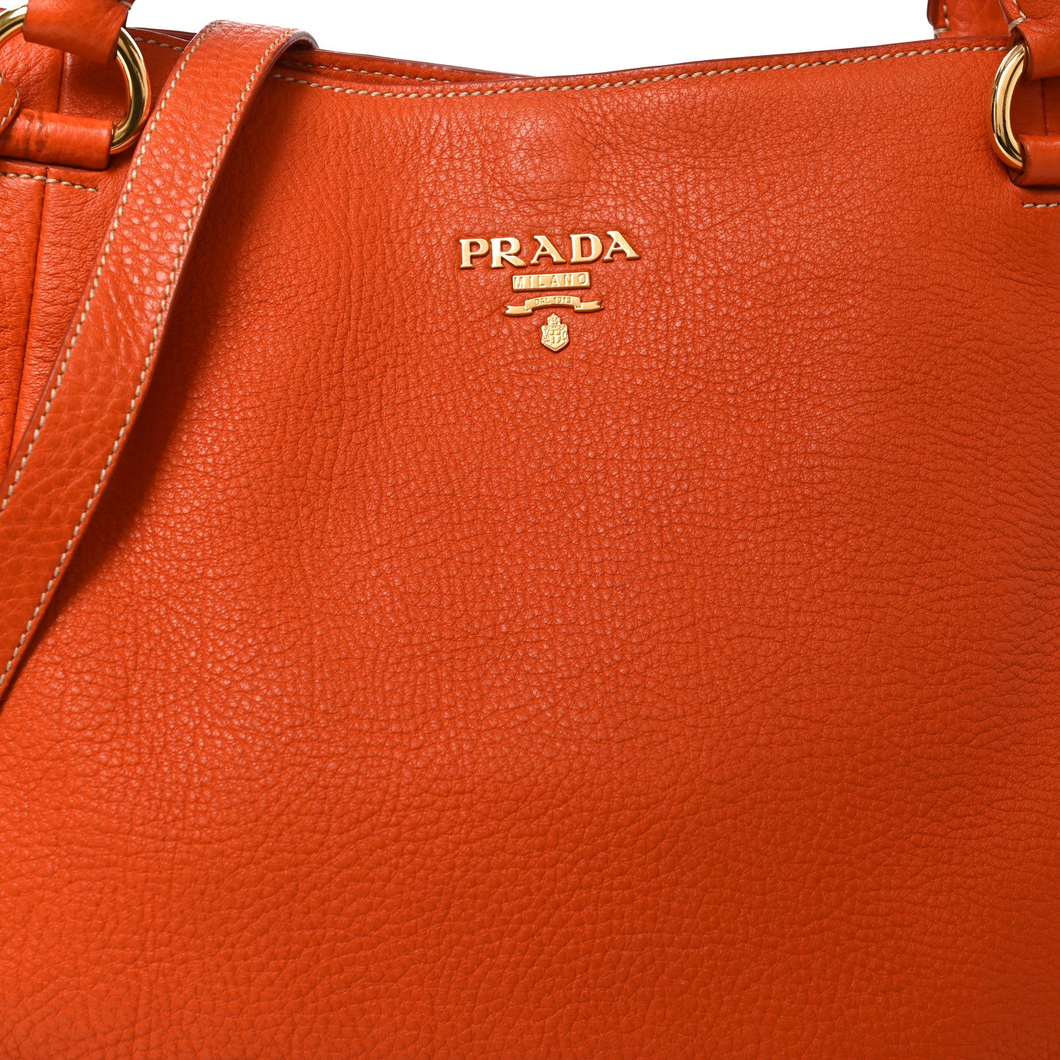 Prada Vitello Daino Shopping Tote Papaya 7 of 9