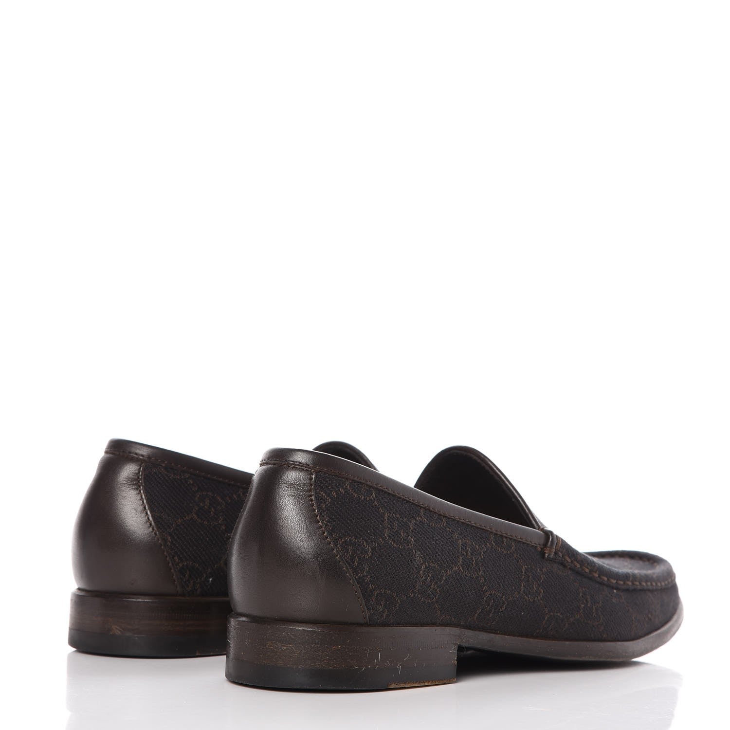 Gucci Denim Monogram Loafers 8 Dark Brown 4 of 9