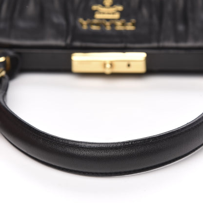 Prada Nappa Dressy Gaufre Framed Tote Black 9 of 9