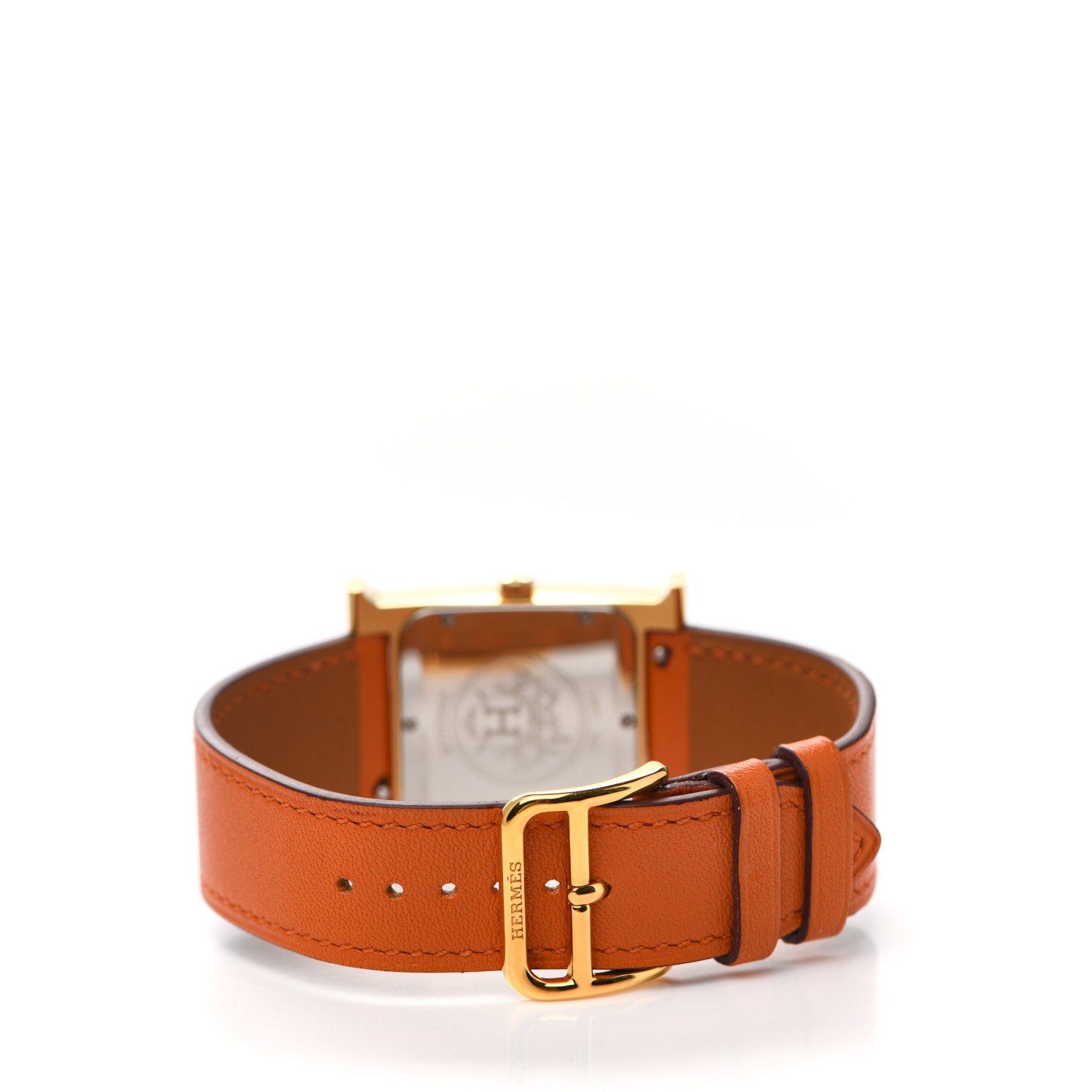 Hermes Stainless Steel Swift 21mm Heure H Hour Quartz Watch Orange 3 of 5