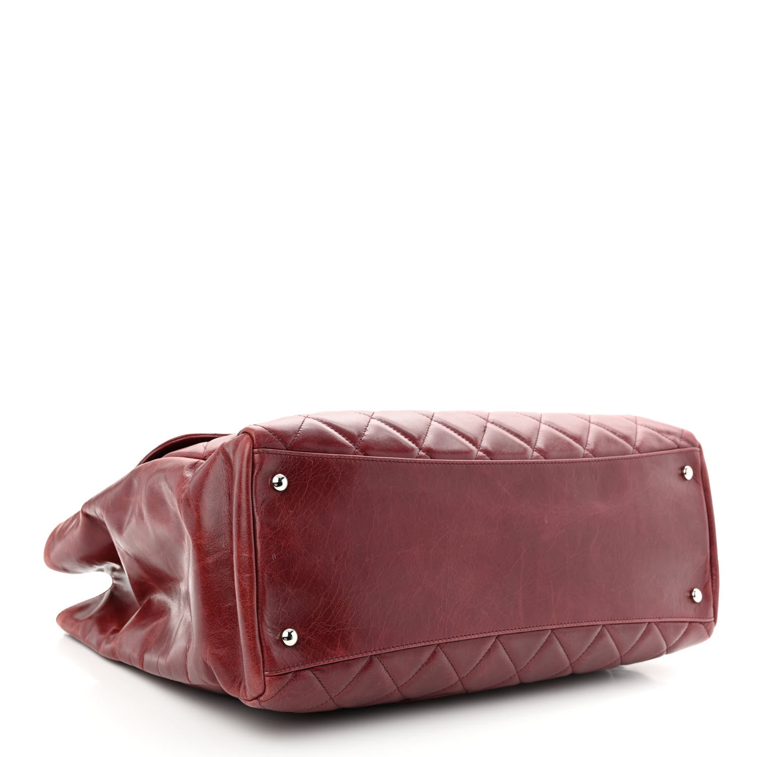 Chanel Glazed Calfskin Quilted Large CC Delivery Tote Burgundy 4 of 13