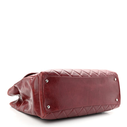 Chanel Glazed Calfskin Quilted Large CC Delivery Tote Burgundy 4 of 13