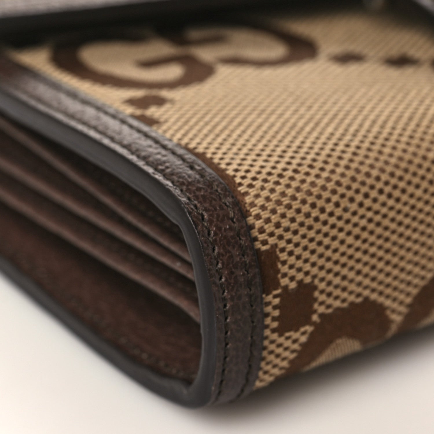 Gucci Monogram Jumbo GG Textured Dollar Calfskin Mini Dionysus Chain Wallet Camel Ebony New Acero 7 of 9