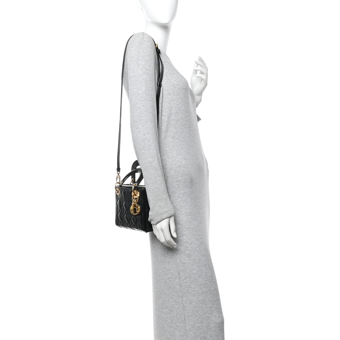 Patent Cannage Mini Lady Dior Black