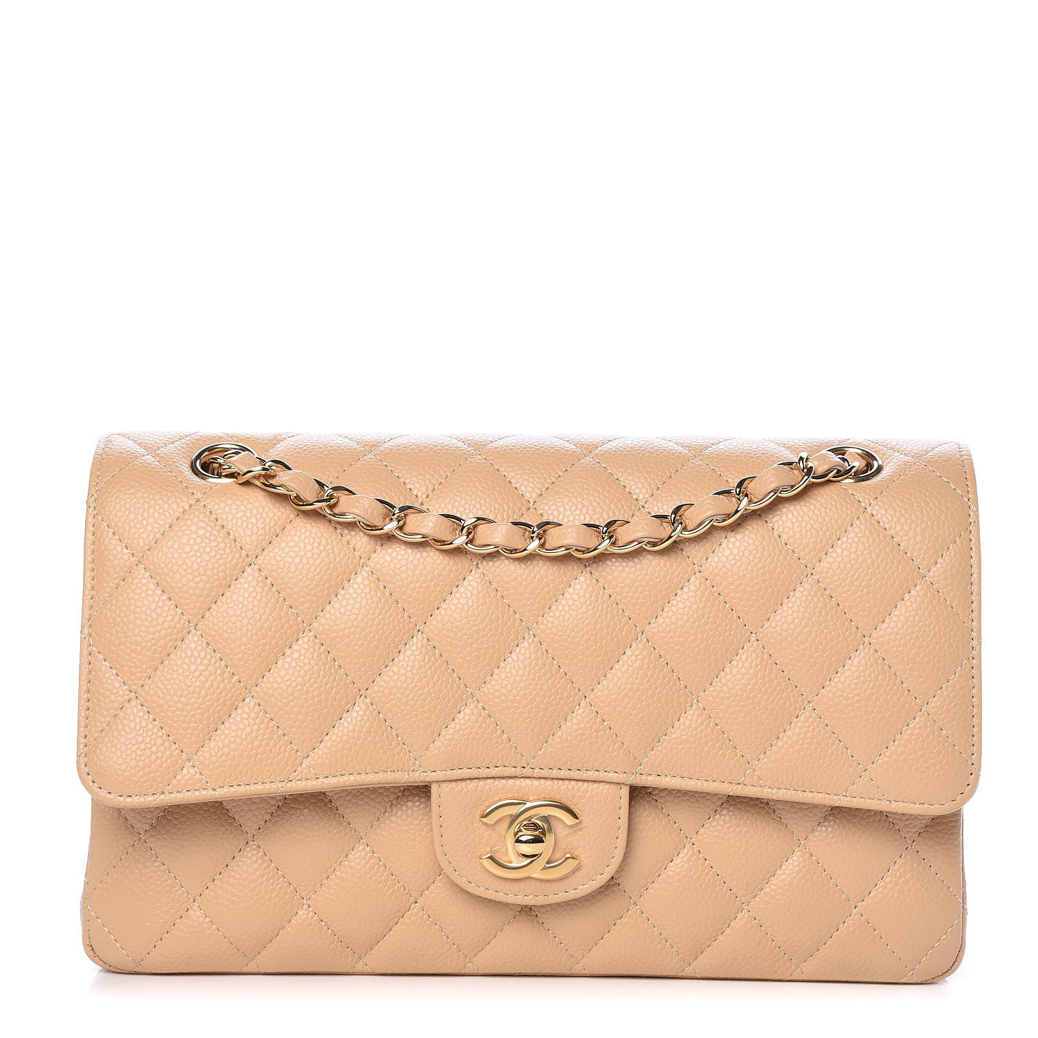 Chanel Caviar Quilted Medium Double Flap Beige 1 of 14