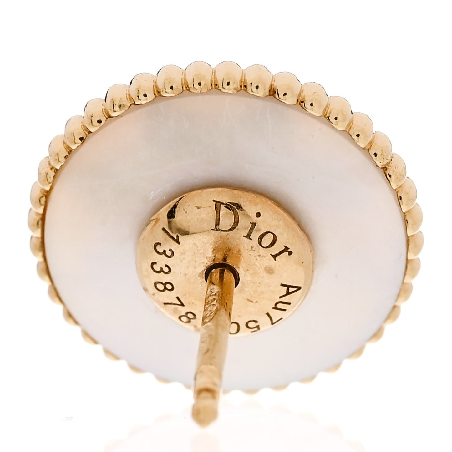 18K Yellow Gold Diamond Mother Of Pearl Large Rose Des Vents Earrings