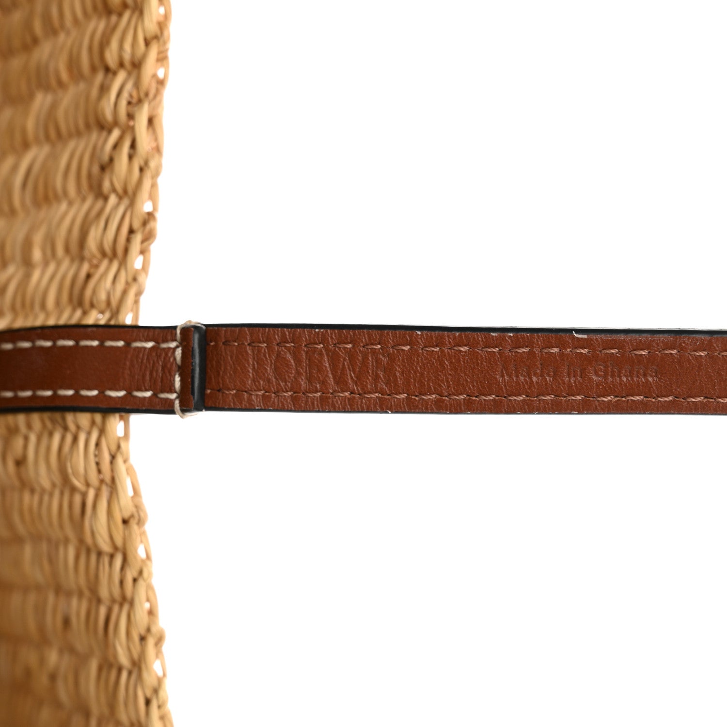 Loewe Raffia Calfskin Shell Basket Tote Natural Pecan 6 of 11