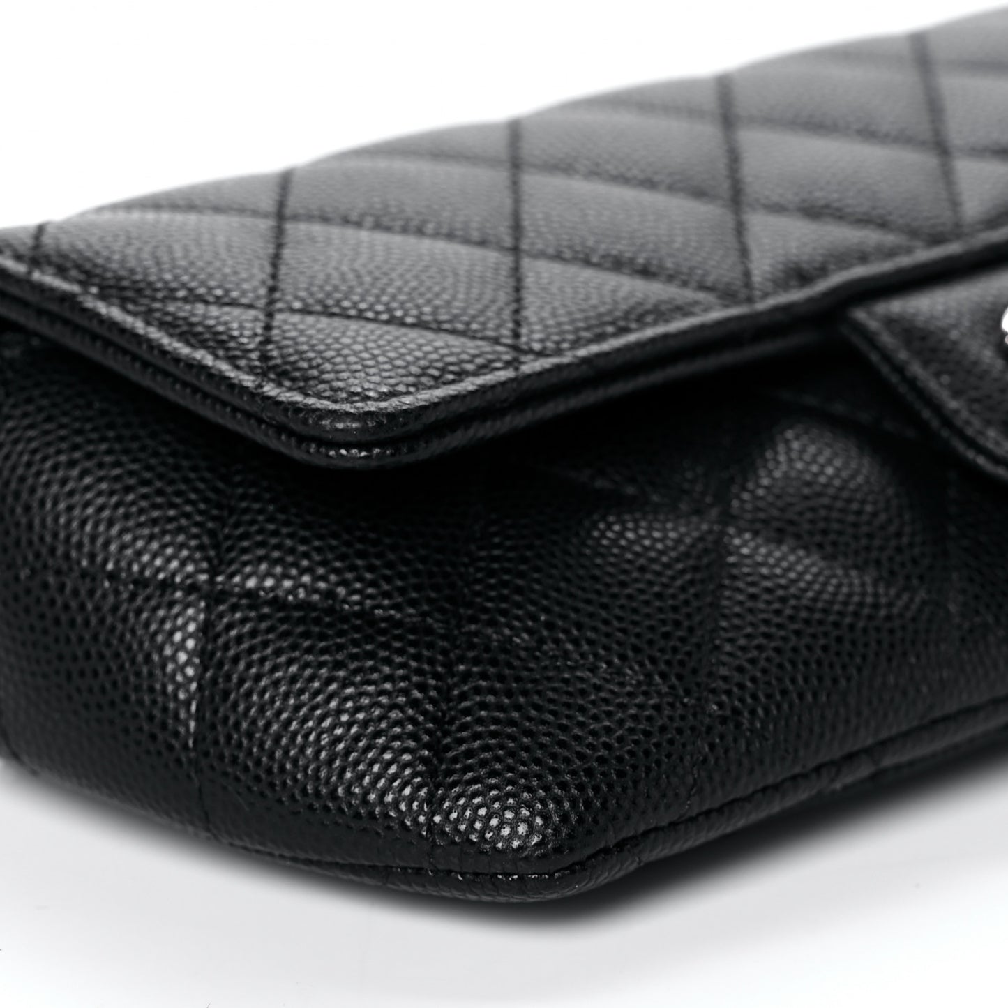 Caviar Quilted Glasses Case With Chain Black