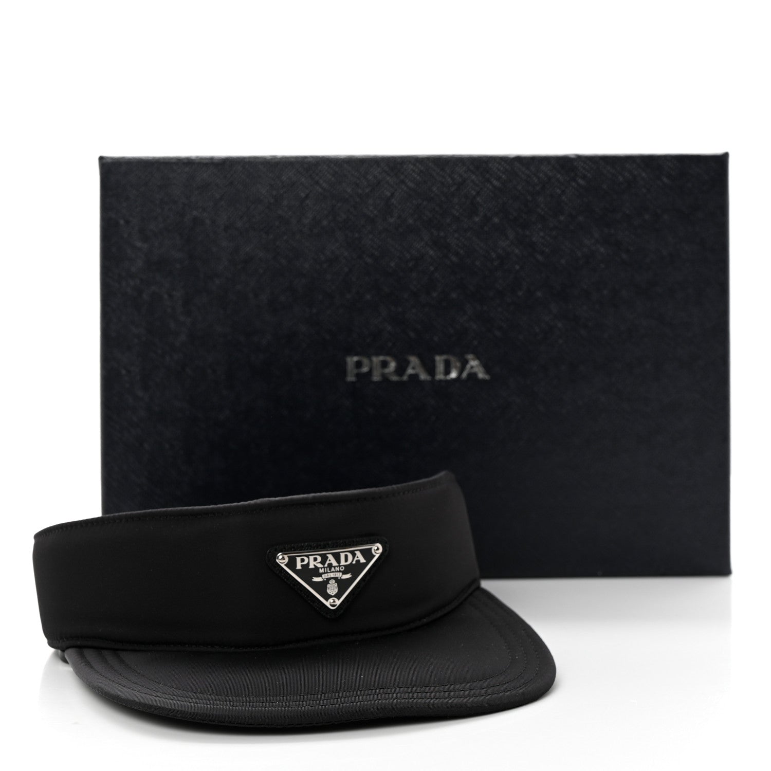 Prada Nylon Triango Metal Triangle Logo Womens Visor M Black 9 of 9