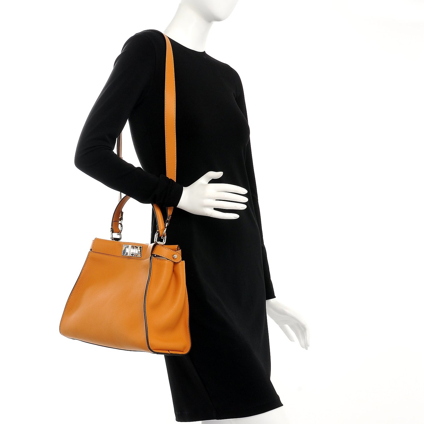 Vitello Seta Shiny Nappa Plexiglass Granite Medium Peekaboo Iconic Satchel Ginger Latte