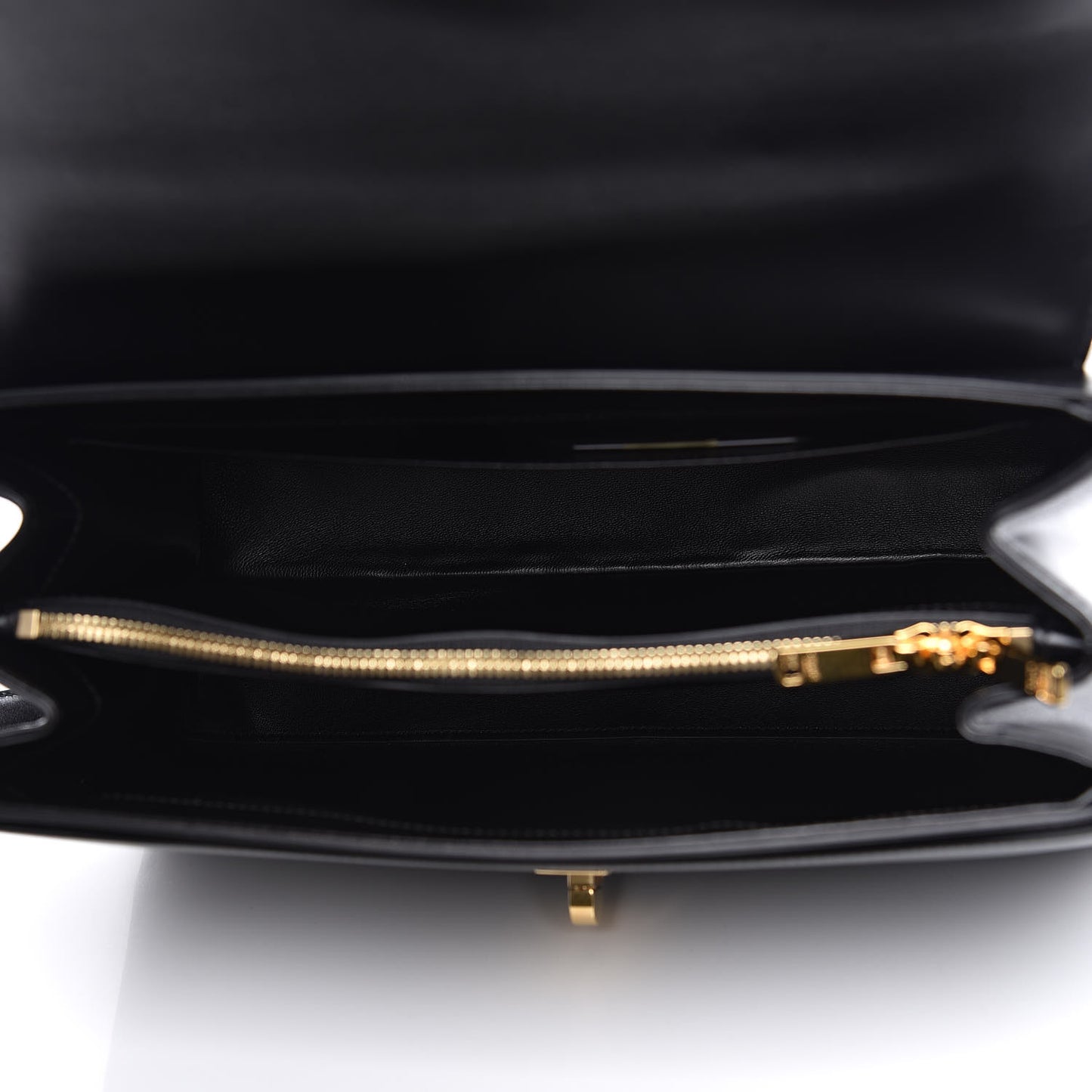 Satinated Calfskin Medium 16 Top Handle Bag Black