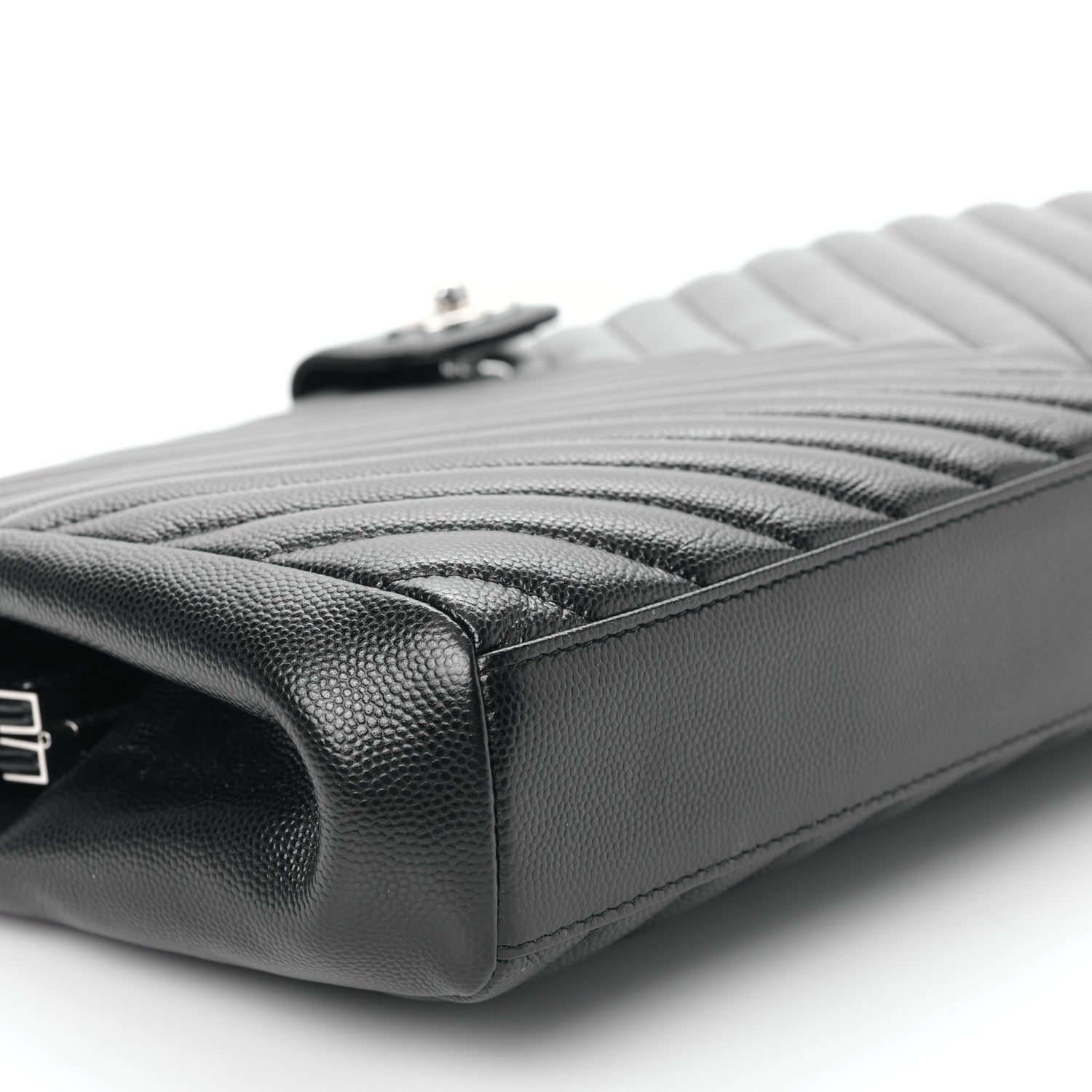 Chanel Caviar Chevron Quilted Framed Clutch Black 8 of 9