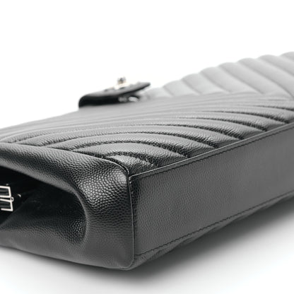 Chanel Caviar Chevron Quilted Framed Clutch Black 8 of 9