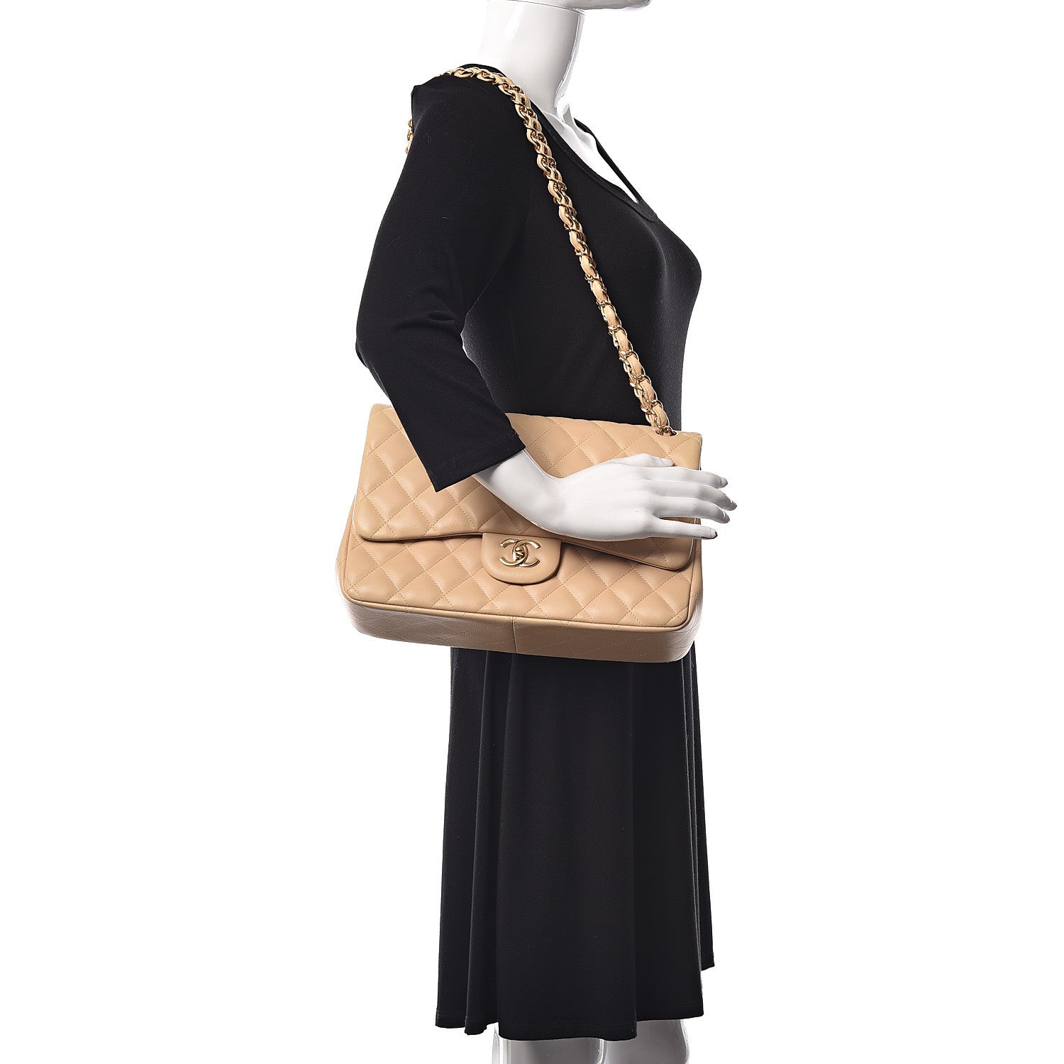 Chanel Lambskin Quilted Jumbo Double Flap Beige Clair 2 of 10