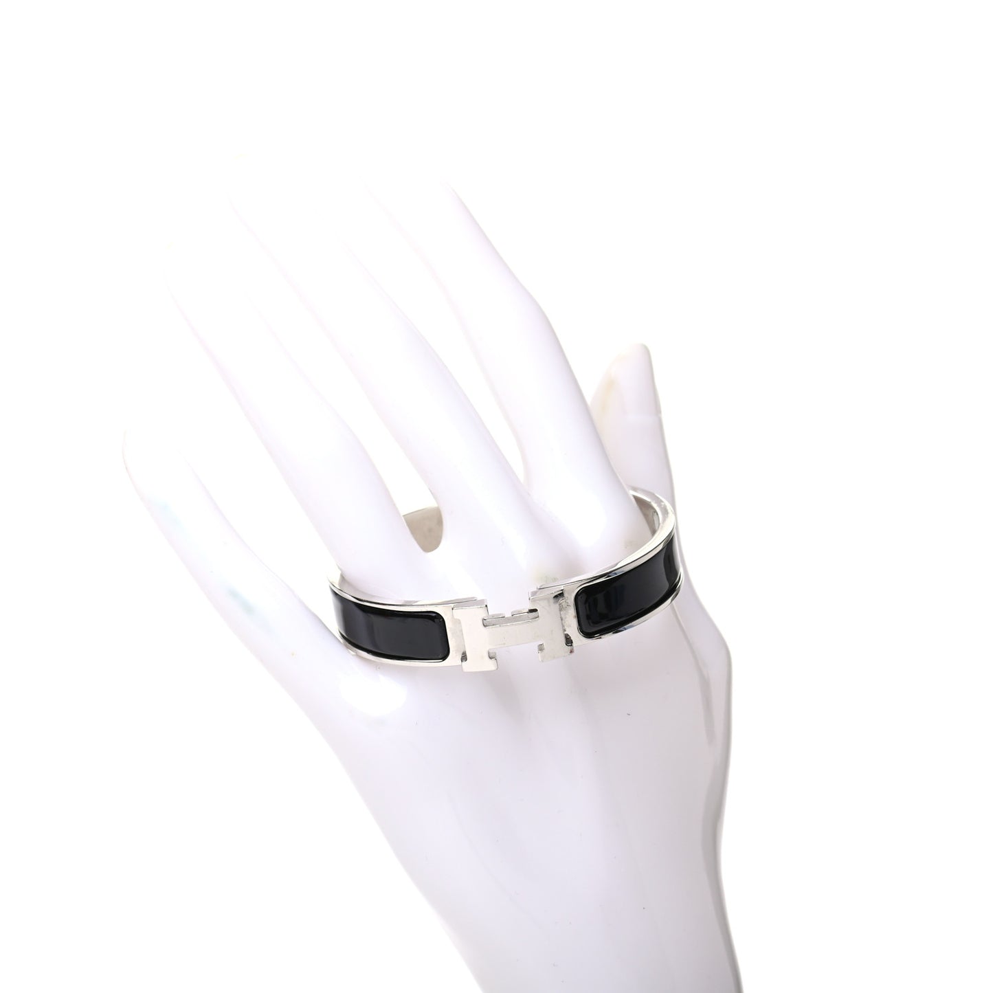 Enamel Narrow Clic Clac H Bracelet GM Black