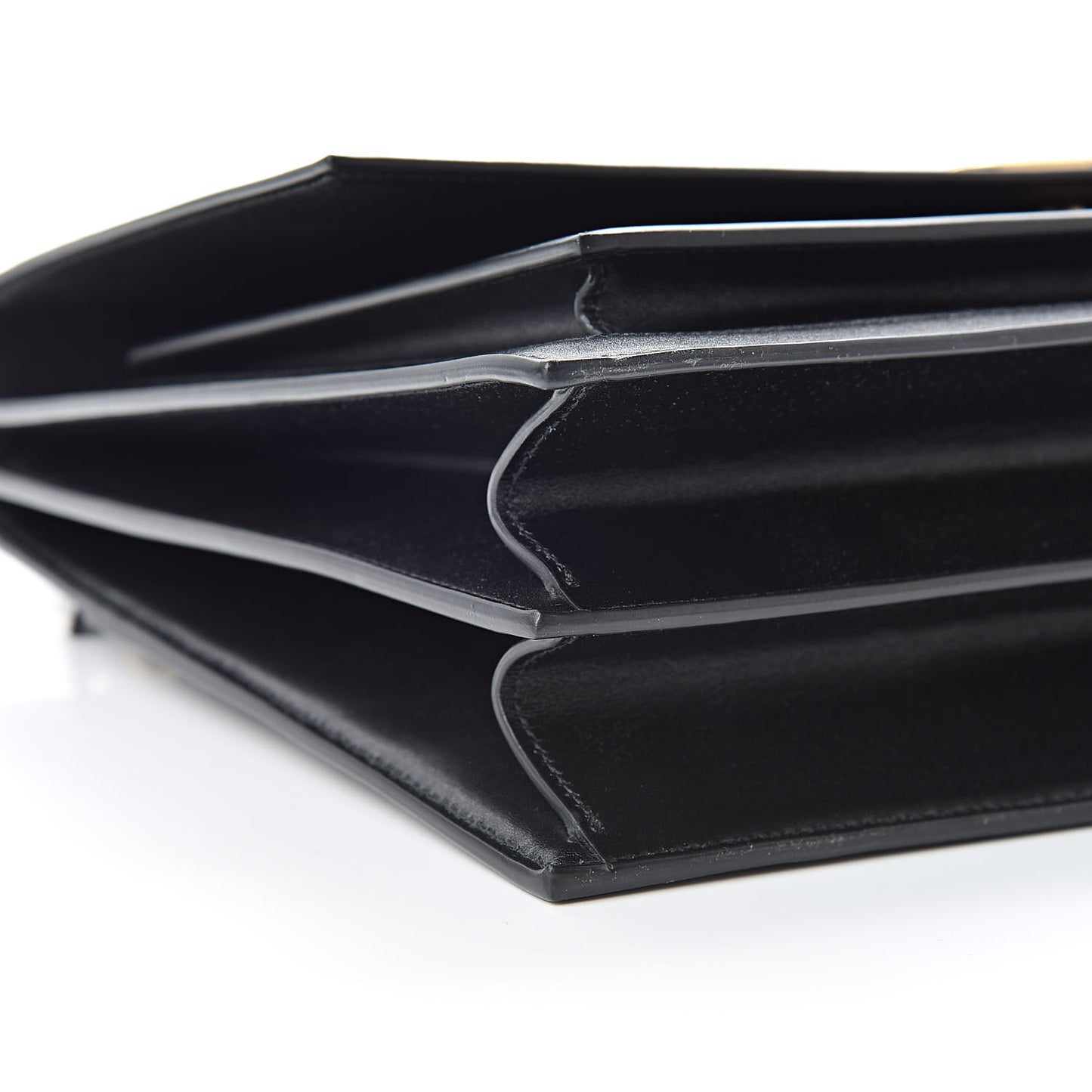 Box Calfskin Large Sharp Top Handle Bag Black
