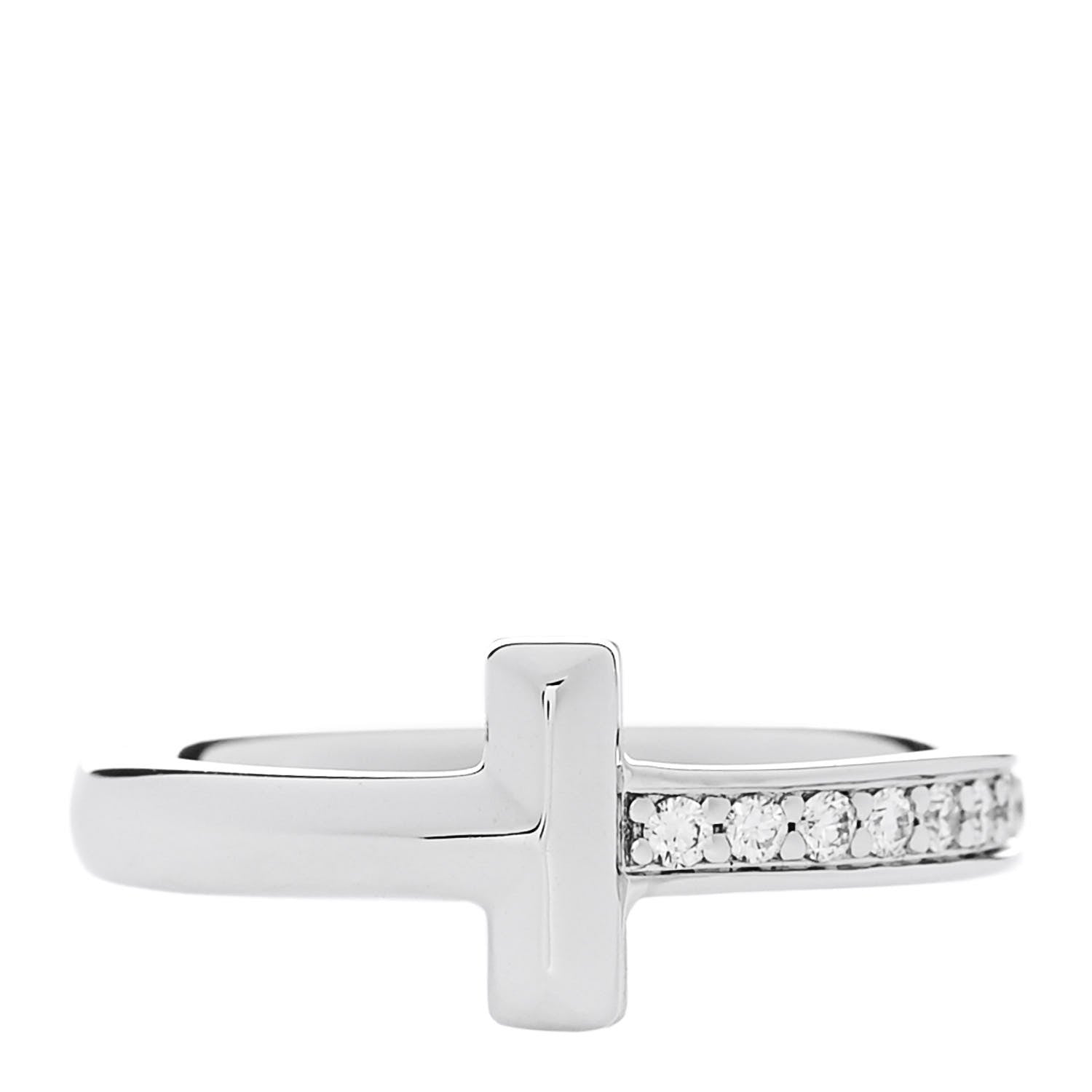 Tiffany 18K White Gold Diamond T T1 Ring 47 4 1 of 4