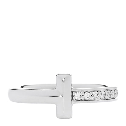 Tiffany 18K White Gold Diamond T T1 Ring 47 4 1 of 4