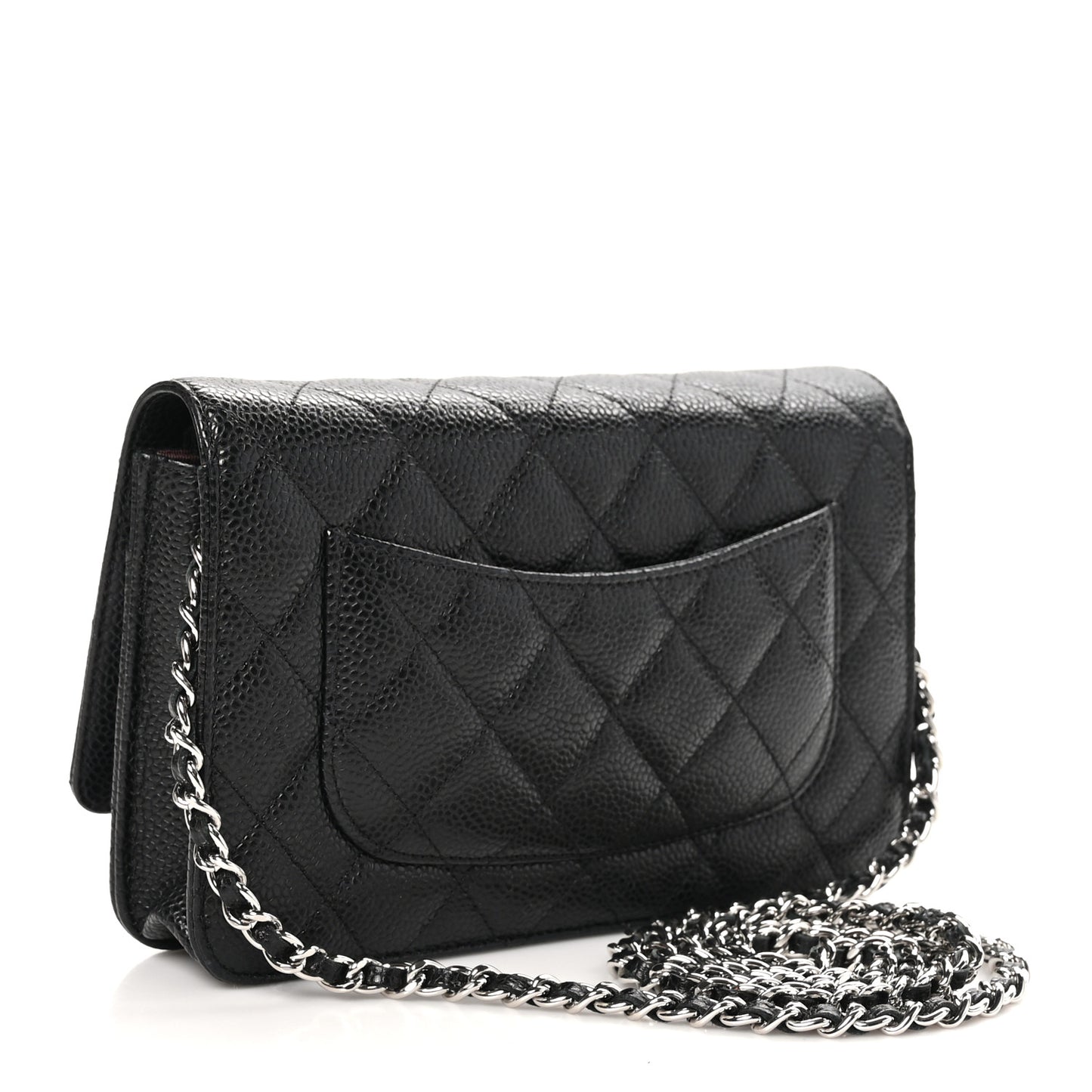 Caviar Quilted Wallet on Chain WOC Black