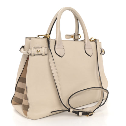 Burberry Derby Calfskin House Check Medium Banner Tote Limestone 3 of 18