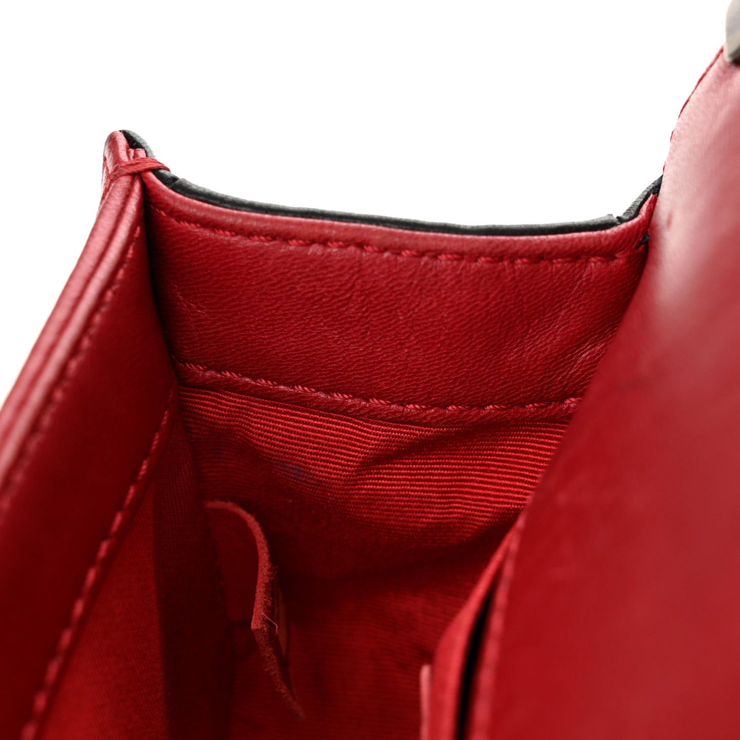 Calfskin Quilted Mini Boy Flap Black Red