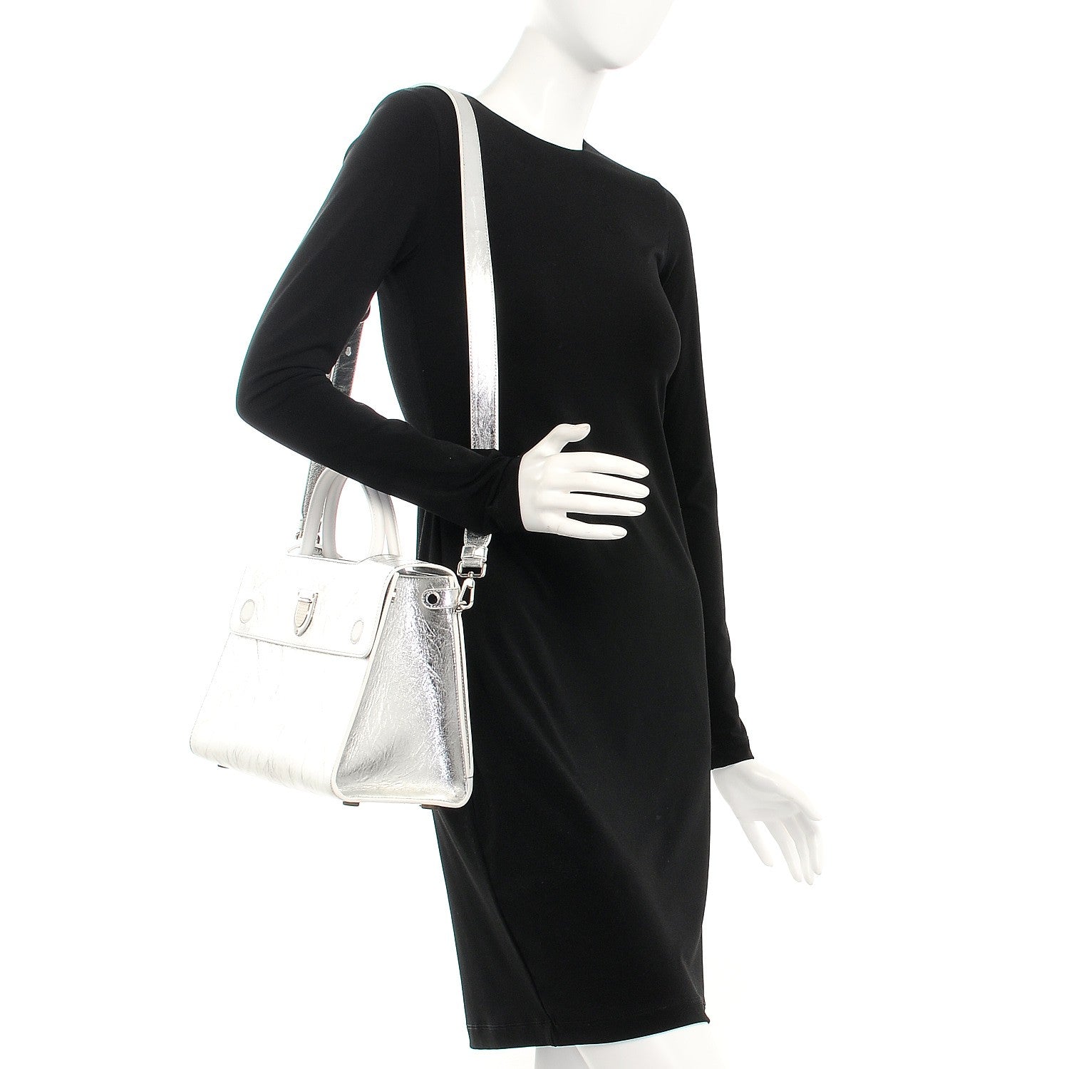 Christian Dior Metallic Calfskin Medium Diorever Flap Silver 2 of 12