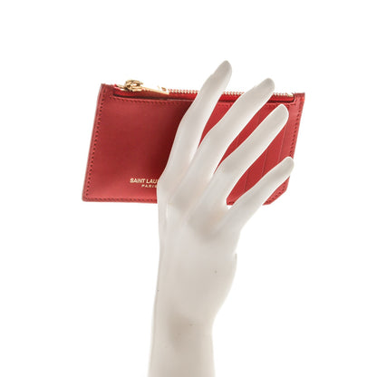 Saint Laurent Calfskin 5 Fragments Zip Pouch Card Holder New Red 2 of 6