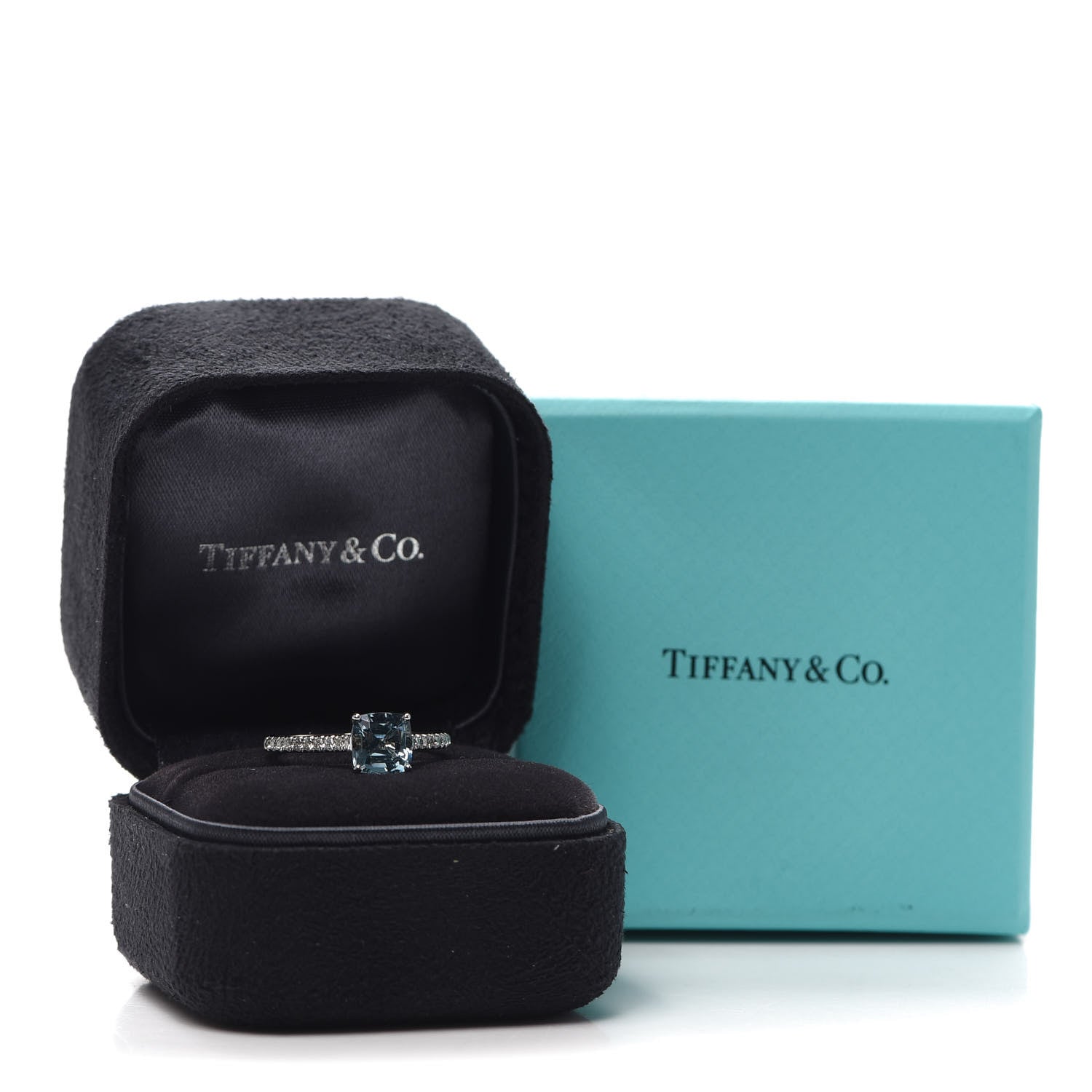 Tiffany Platinum Diamond Aquamarine 1.00ct Legacy Ring 54 7 6 of 6