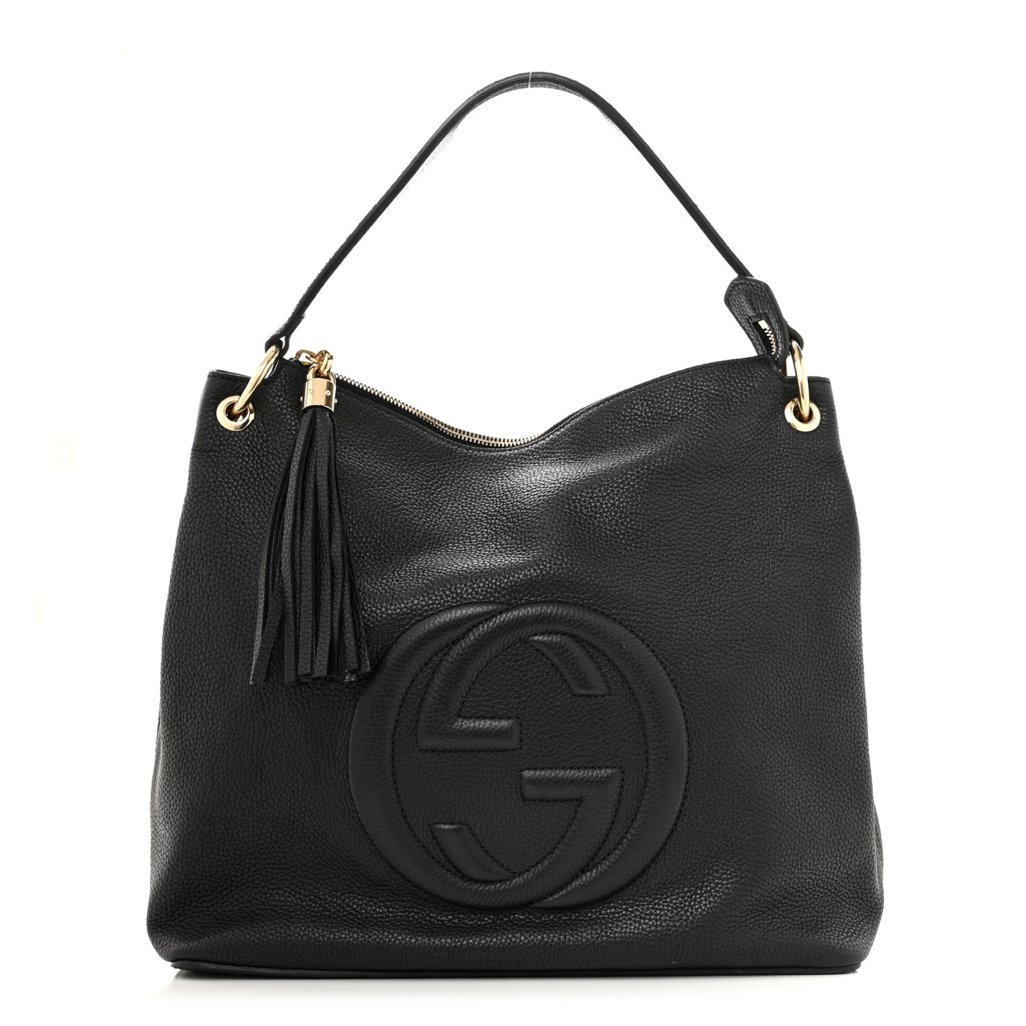 Pebbled Calfskin Large Soho Hobo Black
