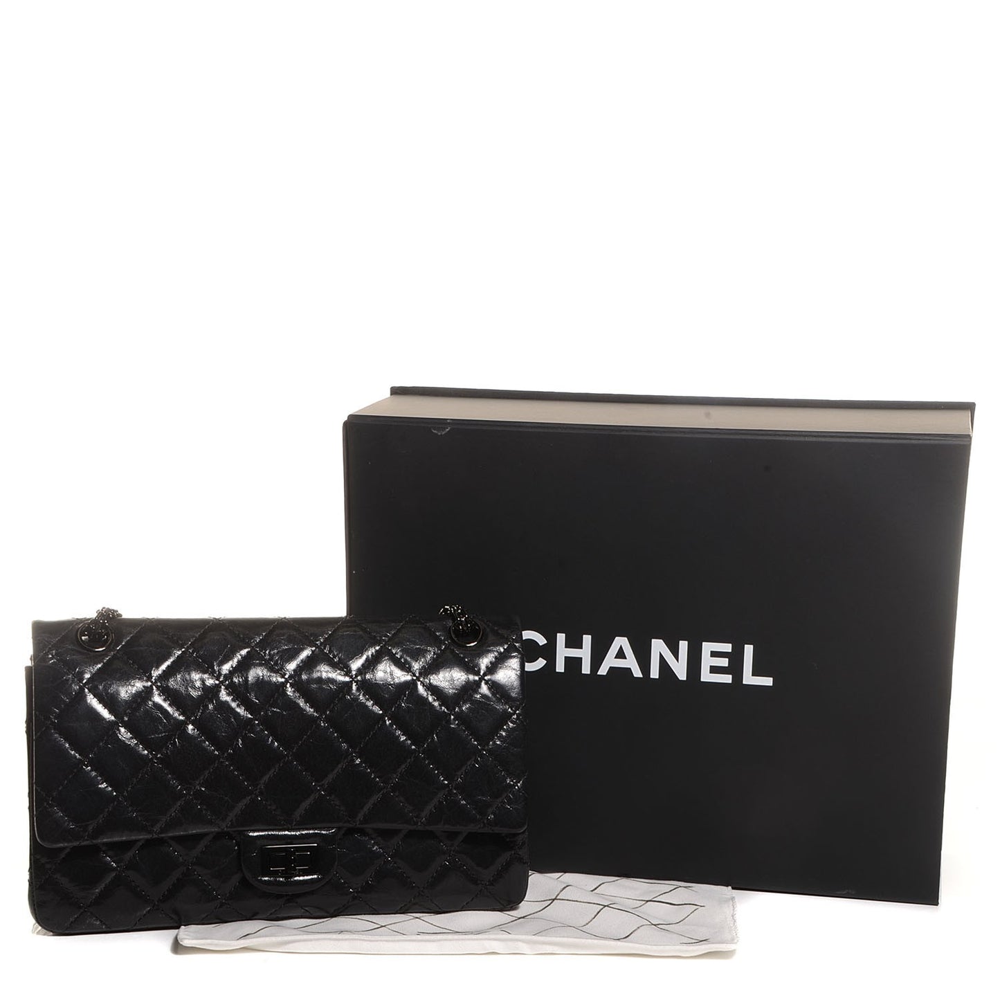 Glazed Calfskin 2.55 Reissue Flap 226 Black