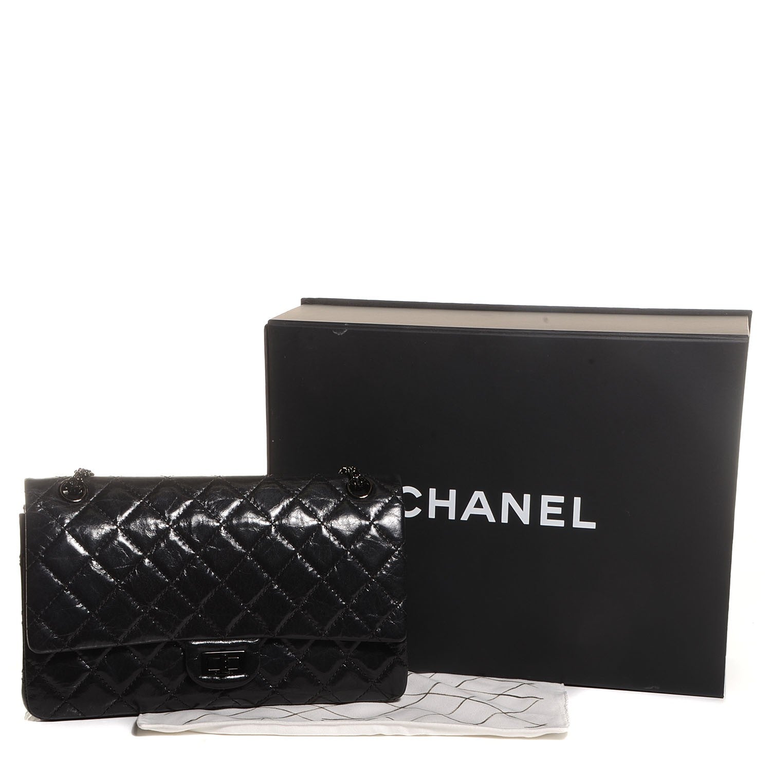 Chanel Glazed Calfskin 2.55 Reissue Flap 226 Black 5 of 9
