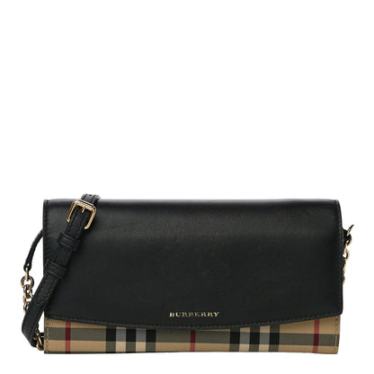 Burberry Calfskin House Check Henley Wallet On Chain Black 1 of 11