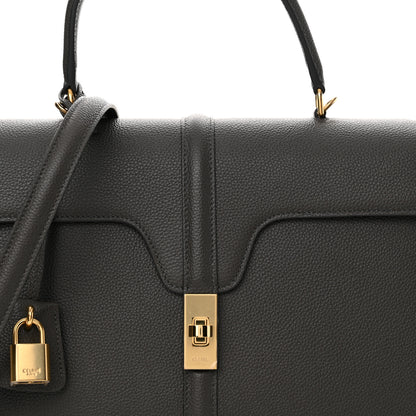 Celine Grained Calfskin Classique 16 Top Handle Bag Medium Grey 8 of 10