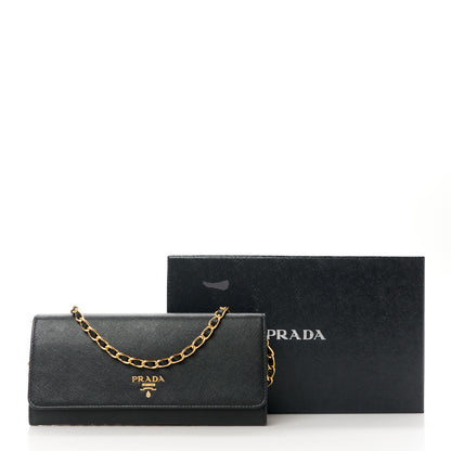 Prada Saffiano Metal Oro Chain Wallet Black 12 of 12