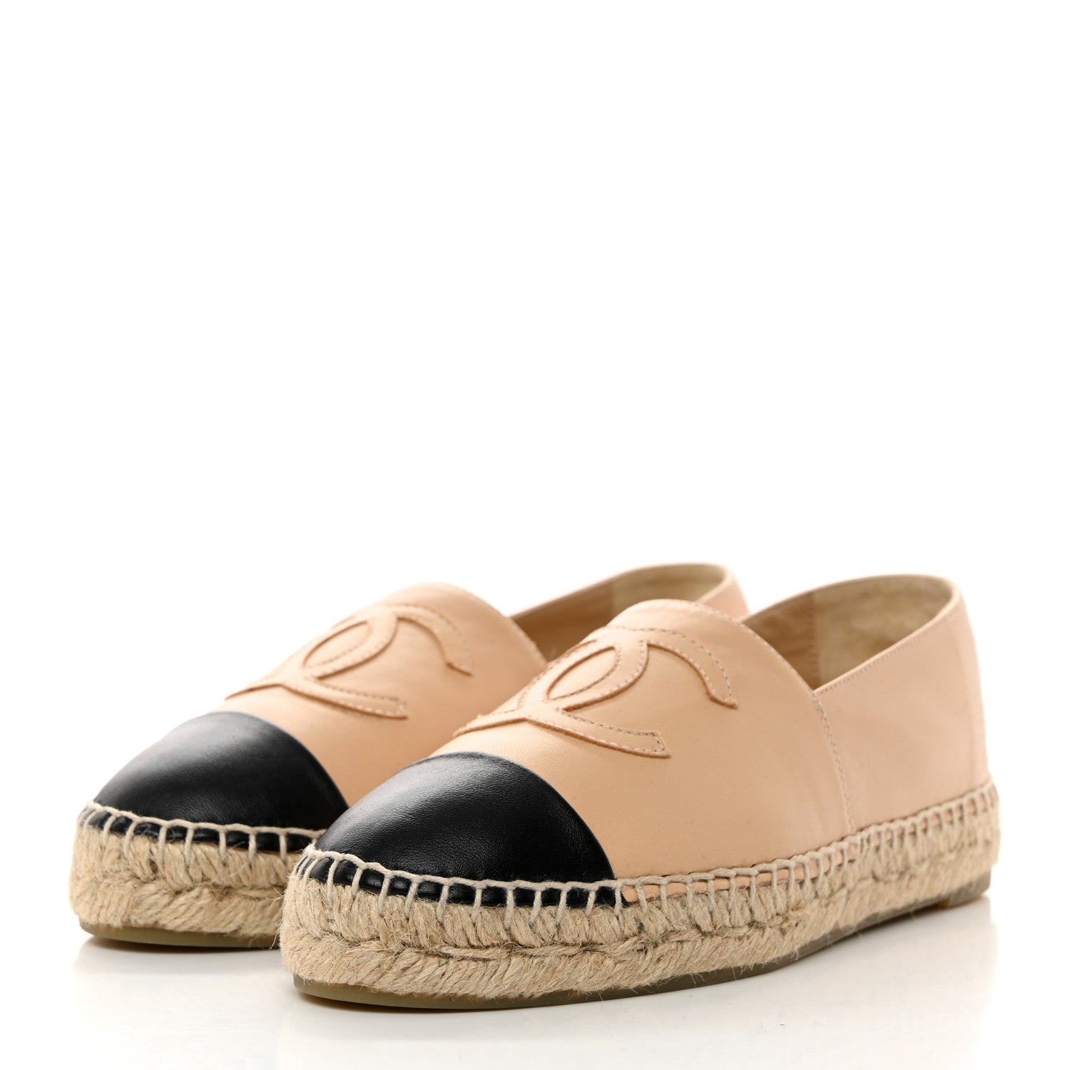 Chanel Lambskin CC Espadrilles 36 Beige Black 3 of 8