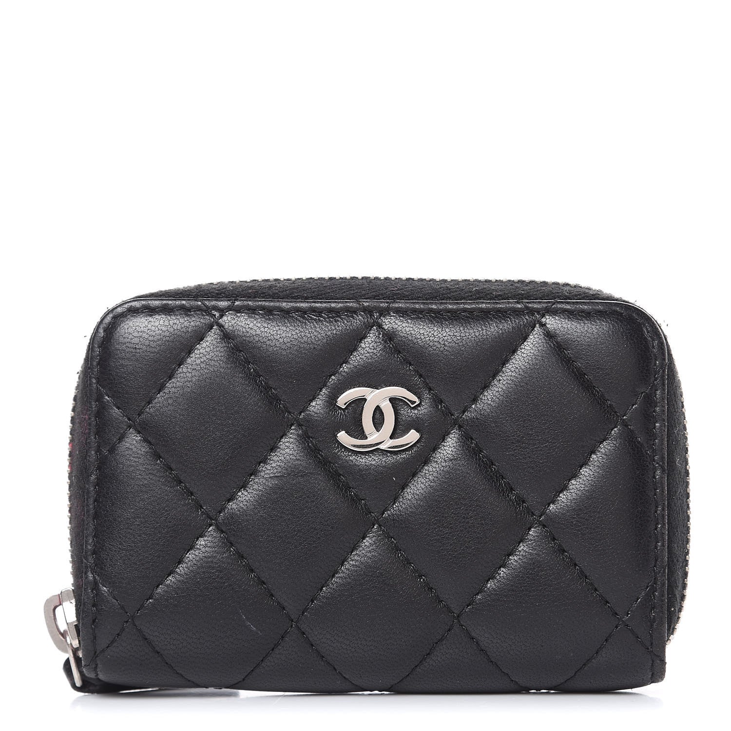 Chanel Lambskin Quilted Zip Coin Purse Black 1 of 10