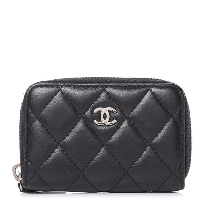 Chanel Lambskin Quilted Zip Coin Purse Black 1 of 10