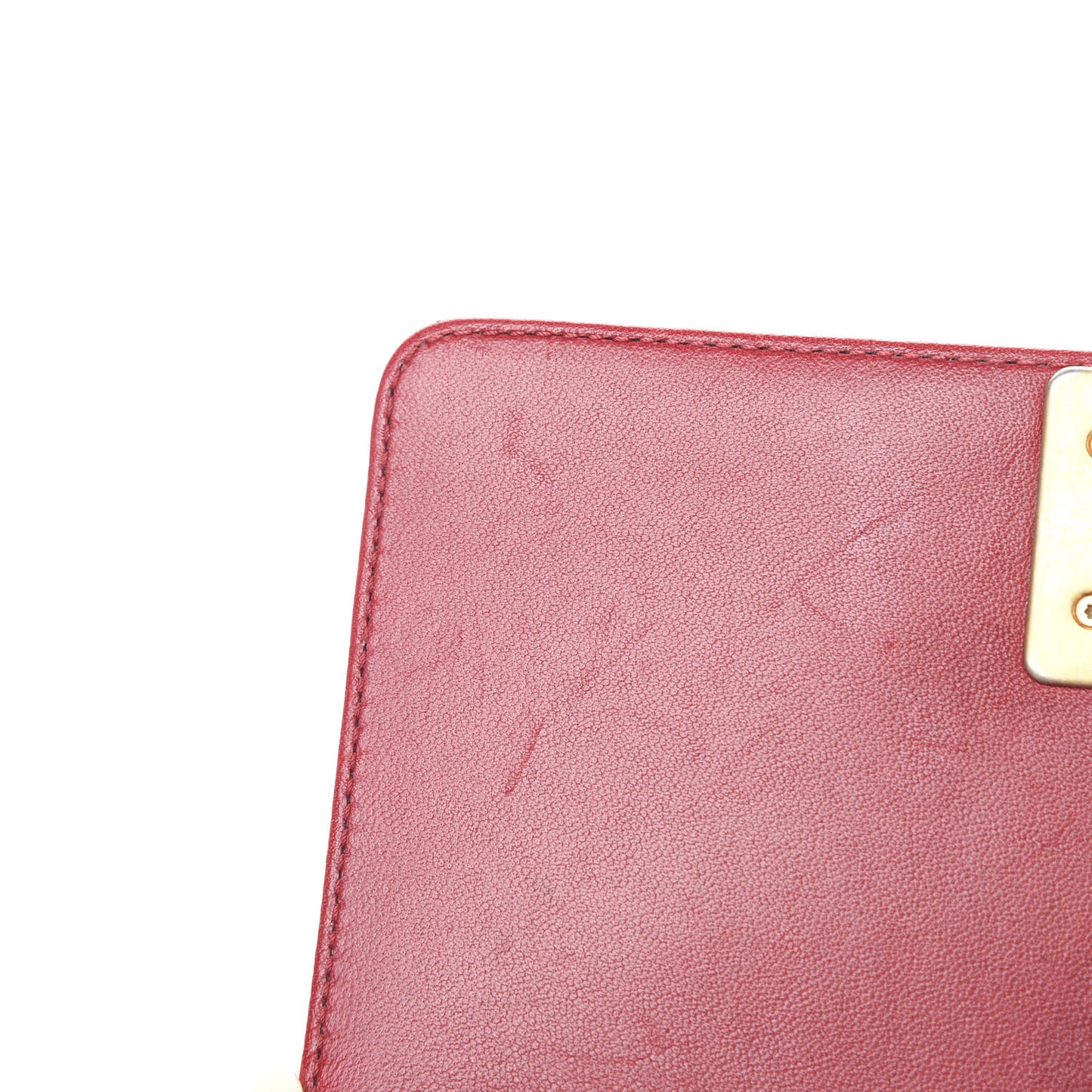 Lambskin Quilted Small Boy Flap Dark Red