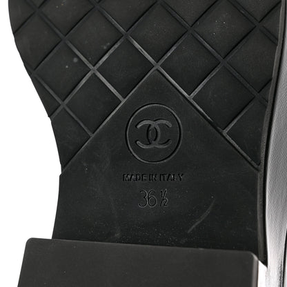 Chanel Shiny Calfskin Pearl Lace Up Combat Short Boots 36.5 Black 8 of 10