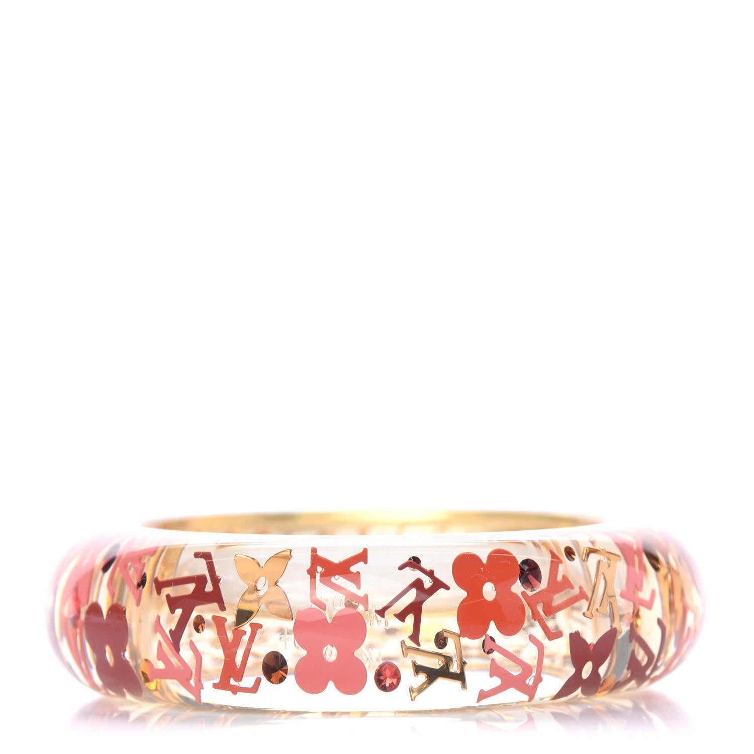 Louis Vuitton Resin Swarovski Small Inclusion GM Bracelet Tangerine 1 of 4