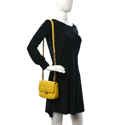 Chanel Lambskin Quilted Mini Lacquered Chain Flap Yellow 2 of 9