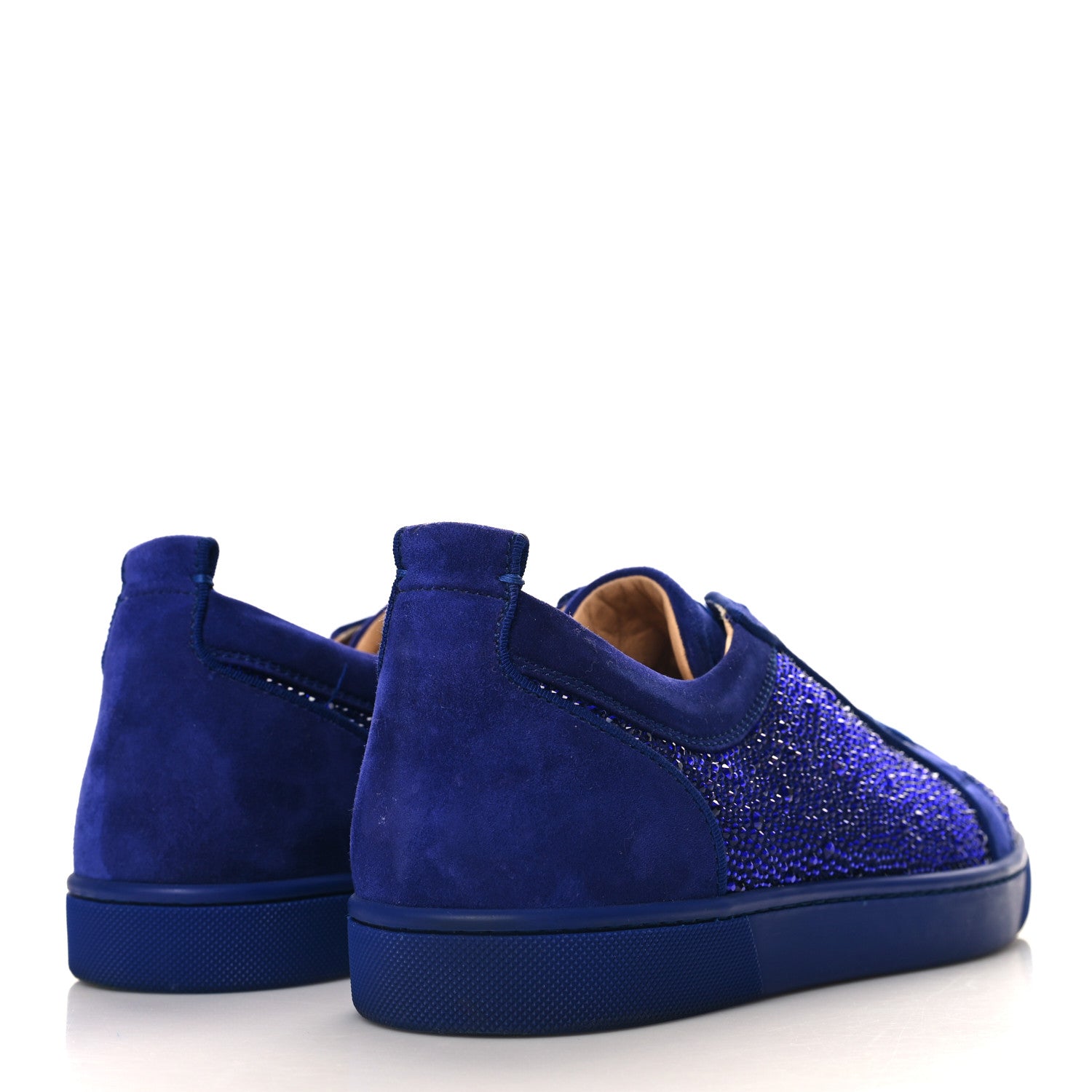 Christian Louboutin Calfskin Veau Velours Strass Mens Louis Junior Flat Sneakers 43 Blue 4 of 9