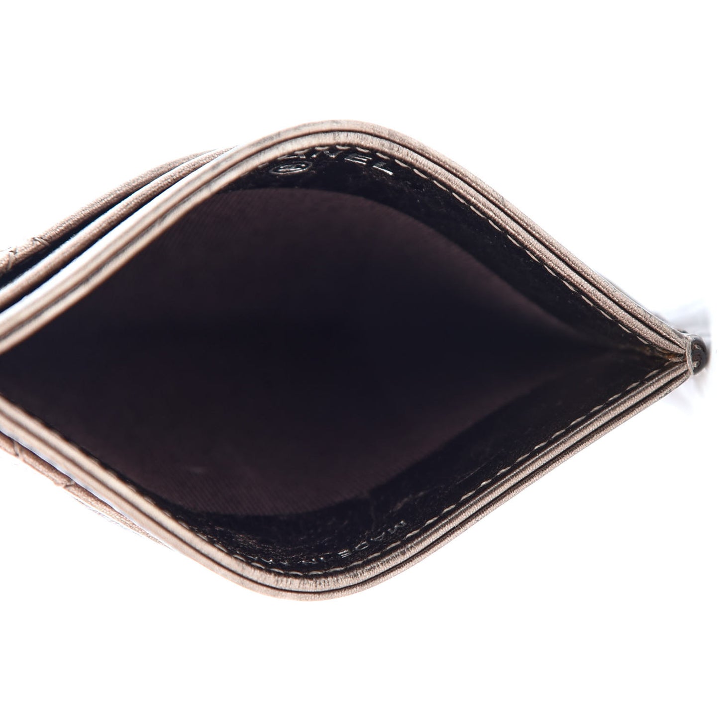 Metallic Aged Calfskin Quilted Reissue Card Holder Bronze