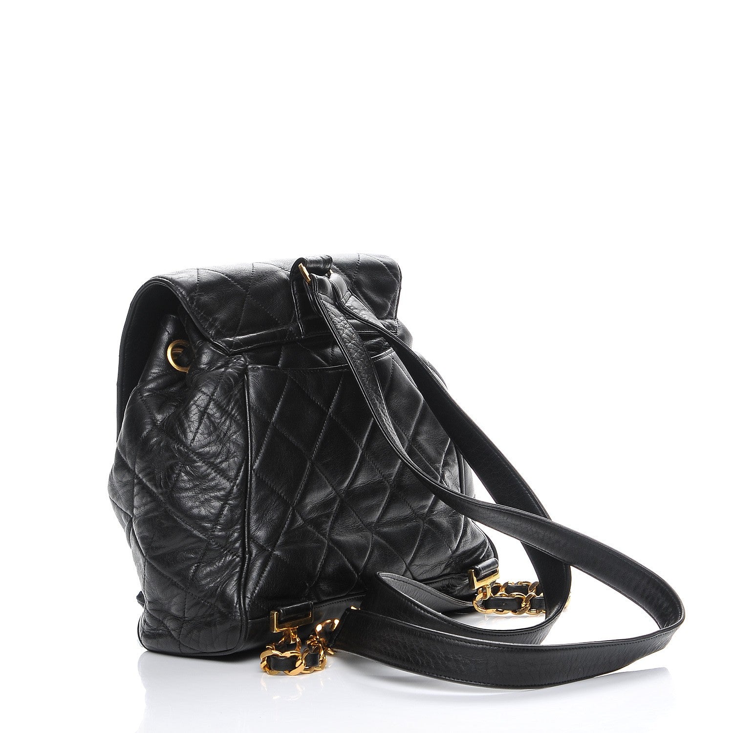 Chanel Lambskin Quilted Drawstring Backpack Black 3 of 7