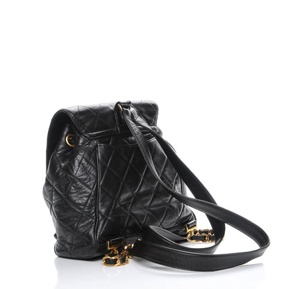 Chanel Lambskin Quilted Drawstring Backpack Black 3 of 7