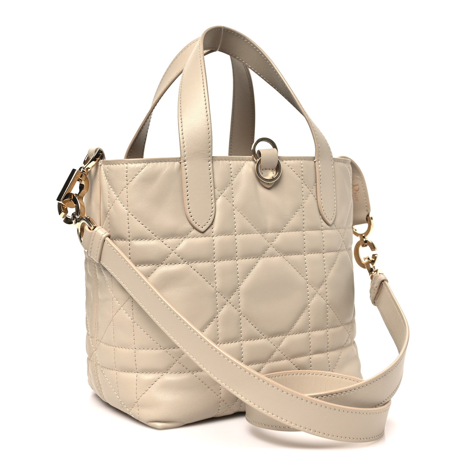 Christian Dior Calfskin Macrocannage Small Toujours Vertical Tote Powder Beige 3 of 11