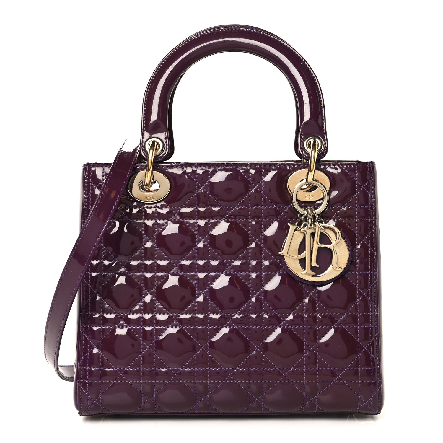 Christian Dior Patent Cannage Medium Lady Dior Purple 1 of 13