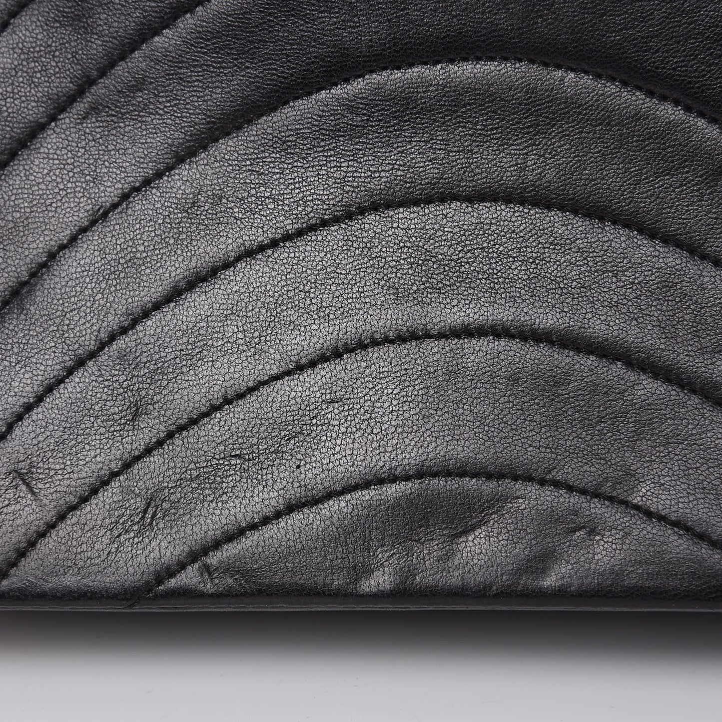 Lambskin Ribbon Quilted Small Single Flap Black